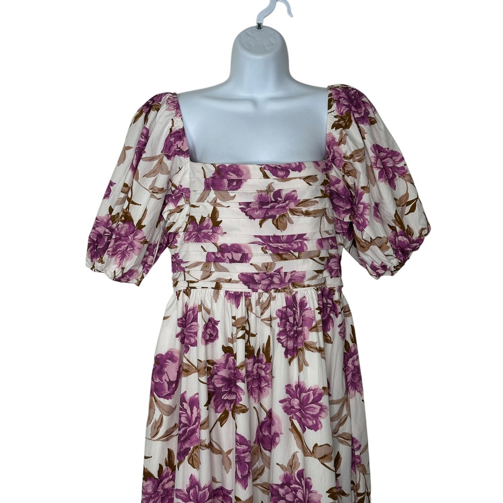 NEW Abercrombie & Fitch Emerson Poplin Puff Sleeve Midi Dress Medium Floral NWT - Picture 4 of 13